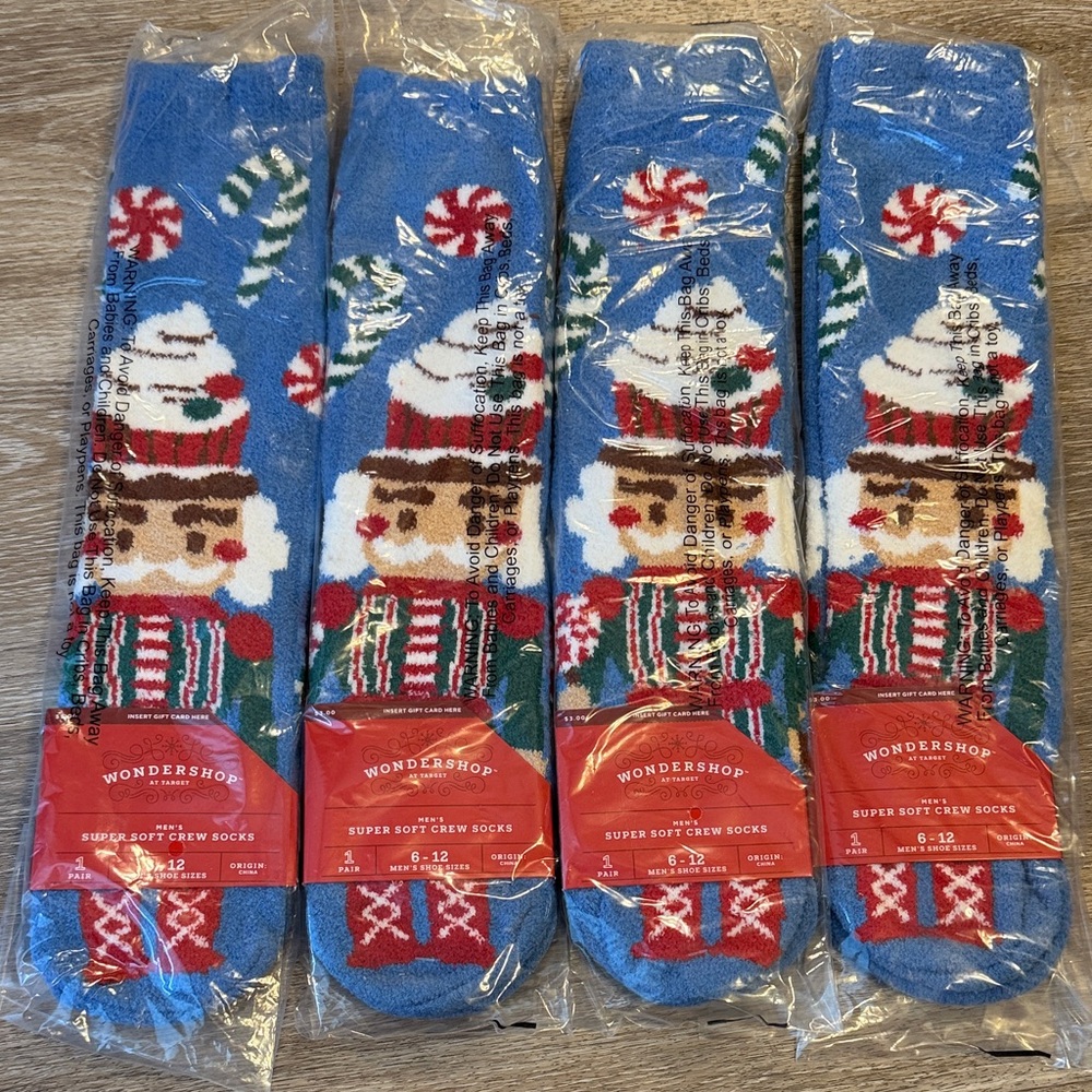 New lot of 4 packs wondershop Festive Blue Nutcracker Socks target